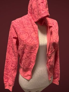 Hello Kitty Pink Patterned Zip Hoodie Jacket
